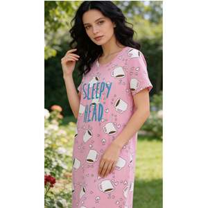 Chemise de nuit courte Evolve pour femme 100 % coton, super douce, confortable, coupe ample, en jersey, taille élastique, grande taille, offre ODM - Product Image 5