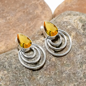 Factory Direct Sale Woman Jewelry 925 Sterling Silver Citrine Gemstone Drop Dangle <b>Earring</b> Handmade Designer <b>Earring</b> Wholesale - Product Image 2