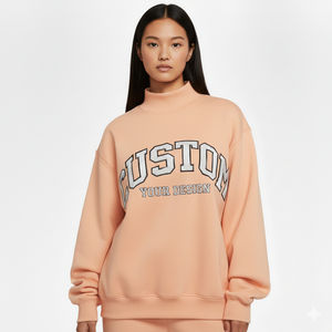 Sudadera de Cuello Alto Personalizada ODM, de Algodón Grueso, Bordada, Suave, Holgada, para Mujer - Product Image 1