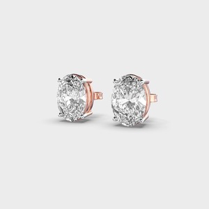 Boucles d'oreilles clous en diamant de laboratoire taille ovale pour femme en or blanc/rose/jaune 9 carats - Product Image 5