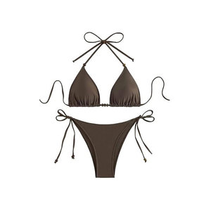 2025 conjunto de Bikini de 2 piezas de Color sólido de moda para mujer DTF DTG pantalla impresión Digital ropa de playa traje de baño ropa Sexy caliente - Product Image 1