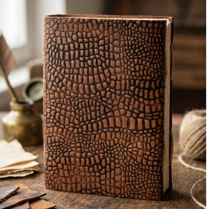 Diario de Cuero con Grabado de Cocodrilo Hecho a Mano, Color Rústico, Cierre Metálico, 7x5 Pulgadas, Estilo Vintage - Product Image 3