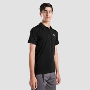 Polo de golf pour jeunes GA en tissu Oxford long noir respirant, écologique, brodé en soie, technique, taille 6XL, coupe ample - Product Image 5