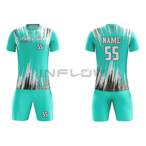 Vente en gros de maillots de football 100% polyester, service OEM, conception personnalisée, ensembles de vêtements de football imprimés par sublimation, style - Product Image 5