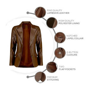 2025 Arrival Women & <b>Men</b> Design Color Block Genuine <b>Leather</b> Jacket <b>Blazer</b> Coat Custom High Quality Winter Stand Collar Wholesale - Product Image 5