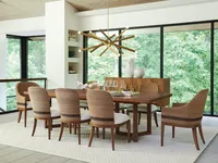 Table à manger rectangulaire rustique en bois avec double piétement, style ferme, pour 6 à 8 personnes