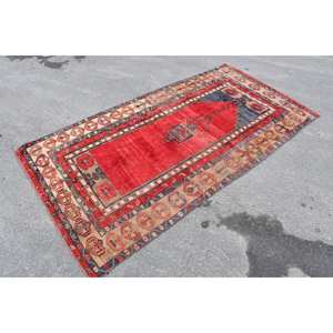 พรมตุรกีโบราณสีแดง-เบจ4.3x7.8ฟุตพรมปูพื้นสไตล์โบฮีเมียนขนาดใหญ่10มม. ทำจากยางขนสัตว์สำหรับตกแต่งห้อง - Product Image 3