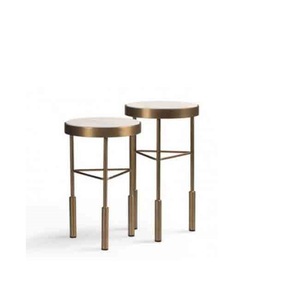 High Quality Living Room Furniture Coffee Table Breakfast Organizer <b>Corner</b> Table Gold Finished Stylish Marble Top Side Table - Product Image 5