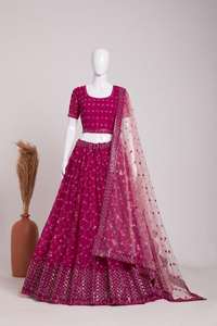 फैशनेबल Gorette कढ़ाई काम लेहेंगा चोली के साथ लेहंगा चोली - Product Image 4