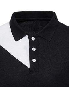 Customized <b>Men</b> <b>Black</b> White And Grey Color Block <b>Polo</b> <b>Shirt</b> Short Sleeve Button Collar Casual Slim Fit Summer Fashion Top - Product Image 5