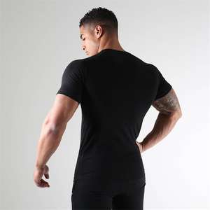 Muscle Fitness Verano de manga corta para hombre deportes Fitness correr entrenamiento traje elástico moda cuello redondo Camiseta para hombre - Product Image 4