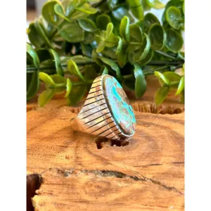 Ray Jack #8 <b>Turquoise</b> & Sterling Silver <b>Ring</b> Size 12.75-Natural Stone Bezel Set Pear Cut Fine Jewelry Gift - Product Image 4