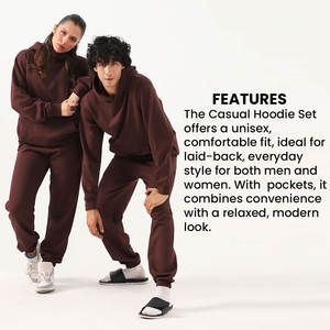 Custom Hoodie Tracksuit <b>Set</b> For Men And Women With <b>Embroidery</b> And Printing Options Comfortable Fabric For Daily Wear And Sports - Product Image 5