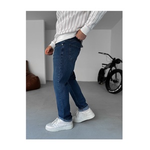 Jean en denim tissé pour homme, coupe large, style hip-hop, décontracté, 100 % coton, streetwear, automne/hiver/printemps, ODM, délavé, respirant - Product Image 3