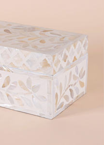 Caja Rectangular de Nácar Hecha a Mano, Tallada con Motivos Florales, Decorativa, de Primera Calidad, para Almacenamiento, Decoración del Hogar, Mejora del Interior - Product Image 4