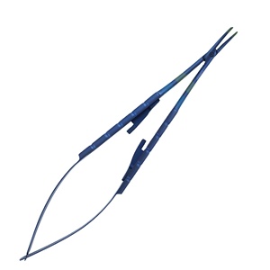 ที่จับเข็ม Castroviejo Manual Titanium Blue ทำจากไทเทเนียมสีน้ำเงิน วัสดุสแตนเลส สำหรับผ่าตัด ได้รับการรับรองมาตรฐาน CE ระดับ Class I ขนาด 140 มม. - Product Image 1