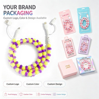 Câble USB 4-en-1 avec bracelet perlé assorti, 13 couleurs, cordon de charge décoratif et tendance pour téléphone
