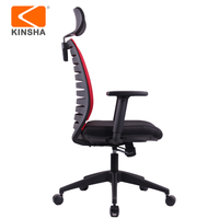 Chaise de bureau exécutive ergonomique moderne KINSHA à dossier haut avec dossier en maille, accoudoirs et appuie-tête réglables, en tissu, pour usage domestique