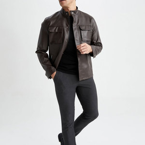 OEM Service Market Men's Leather Jacket <b>Camouflage</b> Pattern Customizable High Street Style Front Zipper Closure - Product Image 5