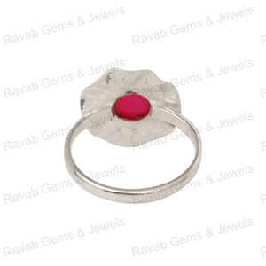 Anillo de Plata de Ley 925 con Cuarzo Rubí de 10 mm, Hecho a Mano, de Alta Calidad, con Engaste de Bisel Trenzado y Martillado, para Bodas y Fiestas, Unisex - Product Image 2