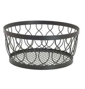 Cesta de centro de mesa de metal con círculo moderno Diseño flexible ecológico Gris - Product Image 1