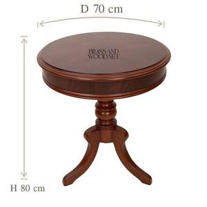 Table d'appoint ronde classique en bois avec base élégante et finition en acajou naturel pour la décoration d'angle du salon à la maison - Product Image 4