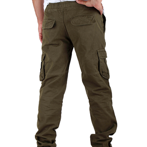 Custom Made Midweight Cotton/Polyester Twill Washed Cargo Joggers High Quality Straight Leg Men's Pants Mid Multiple Casual - Product Image 3