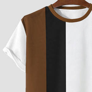 เสื้อยืดผู้ชายผ้าฝ้าย100% พิมพ์ลายเสื้อถักแบบลำลองด้านหน้าสีทึบ - Product Image 5