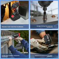 Perceuse à percussion sans balais personnalisée transfrontalière 21V, alimentée par batterie au lithium, couple élevé 98 Nm, outil électrique quatre vitesses