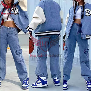 High Quality Pakistan-Made Women's Fleece University <b>Jacket</b> Latest Design Cotton Fill <b>Embroidery</b> Breathable Leather <b>Denim</b> - Product Image 5