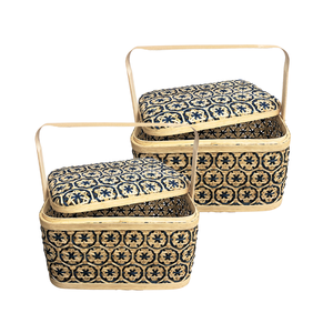 PANIERS DE RANGEMENT rectangulaires élégants en BAMBOU avec des motifs floraux uniques pour les cadeaux et la décoration intérieure Panier de rangement de fruits Panier cadeau - Product Image 1