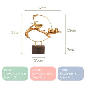 Oiseaux charmants avec figurine de bébé en finition dorée Décor de table élégant pour la maison Bureau Événement Cadeau Affichage sur le thème de la famille - Product Image 4