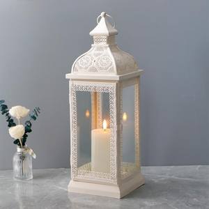 Rustic Style Metal <b>Candle</b> <b>Lantern</b> Decorative Hanging Holder with Tempered Glass for Christmas Living Room or <b>Garden</b> Decor - Product Image 5