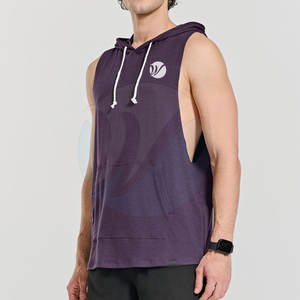Unique Design Basics <b>Sleeveless</b> Gym <b>Hoodies</b> Solid Color <b>Men</b> <b>Sleeveless</b> Gym <b>Hoodies</b> For Online Sale - Product Image 2