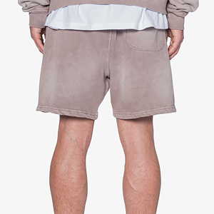 High Quality Loose Fit <b>Short</b> Length 100% Cotton French Terry Long Drawstring <b>Lightweight</b> Streetwear Sunfade washed <b>Shorts</b> - Product Image 5