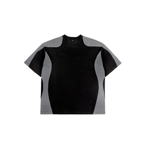 Camiseta de retazos de Color estilo Hip Hop, camiseta suelta de alta calidad, Camiseta de algodón pesado para hombres de 260gsm - Product Image 5