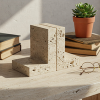 Porte-livres en marbre de qualité supérieure, moderne, mobile, fait main, personnalisable, organisateur décoratif en pierre, décoration de bureau élégante pour la maison