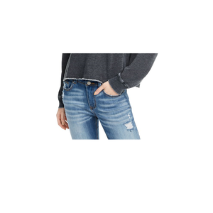 Felpa con cappuccio grigia XL da bambina Hippie Rose, taglio corto, bordi grezzi, in tessuto a maglia anti-pilling, ricamata, con cerniera, modello ODM - Product Image 3