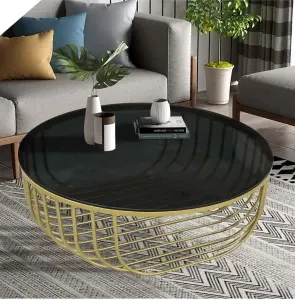 Meubles de table basse ronde en métal au design haut de gamme meilleure vente de table centrale en verre transparent en acier inoxydable pour la décoration intérieure - Product Image 2