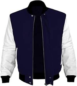 Men Varsity Winter Jacket designed for modern street outfits with warm interior and striped <b>detailing</b> on collar and sleeves - Product Image 4
