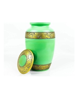 Urnes de crémation en métal en aluminium pour cendres et restes mortels | Belles urnes faites à la main pour humains et animaux de compagnie (vert crayon) - Product Image 5