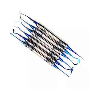 Juego de instrumentos quirúrgicos dentales restauradores de relleno compuesto quirúrgico dental recubierto de titanio azul de acero inoxidable de alta calidad - Product Image 1