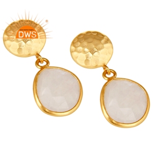 ที่มีคุณภาพที่ดีที่สุดเงินสเตอร์ลิง18พันทองธรรมชาติชุบรุ้งดวงจันทร์หินอัญมณีห้อยต่างหู Demi ผู้ผลิตเครื่องประดับปรับ - Product Image 2