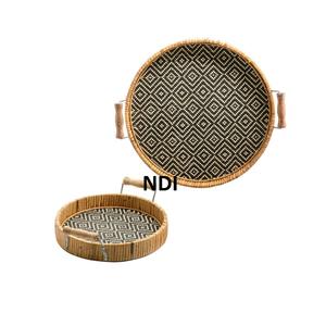 Plateau d'équipement de service de traiteur Plateau en bois arrondi de meilleure qualité Plateau de serveur de petit déjeuner en bois d'acacia de style moderne - Product Image 1