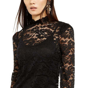 INC International Concepts Top da donna in pizzo nero con collo alto, taglia media, camicette e camicie - Product Image 2