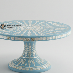 Support à gâteau en incrustation de nacre bleue fabriqué à la main piédestal luxueux pour desserts et décoration - Product Image 2