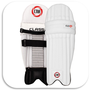 Protège-tibias de cricket blancs en PU modèle classique Cutx pour jeunes garçons, emballés - Product Image 1