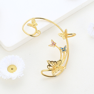 Regolabile in argento placcato oro 18 carati 925 senza Piercing a forma di farfalla avvolgere l'orecchino non Piercing <span class=keywords><strong>orecchini</strong></span> a <span class=keywords><strong>polsino</strong></span> della <span class=keywords><strong>cartilagine</strong></span> - Product Image 4