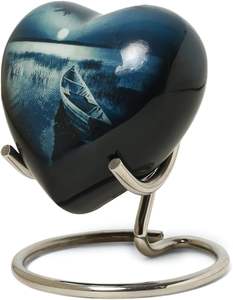 Petit coeur urnes pour restes humains cendres ensemble de cendres funéraires conteneur présentoir velours sac de transport - Product Image 1