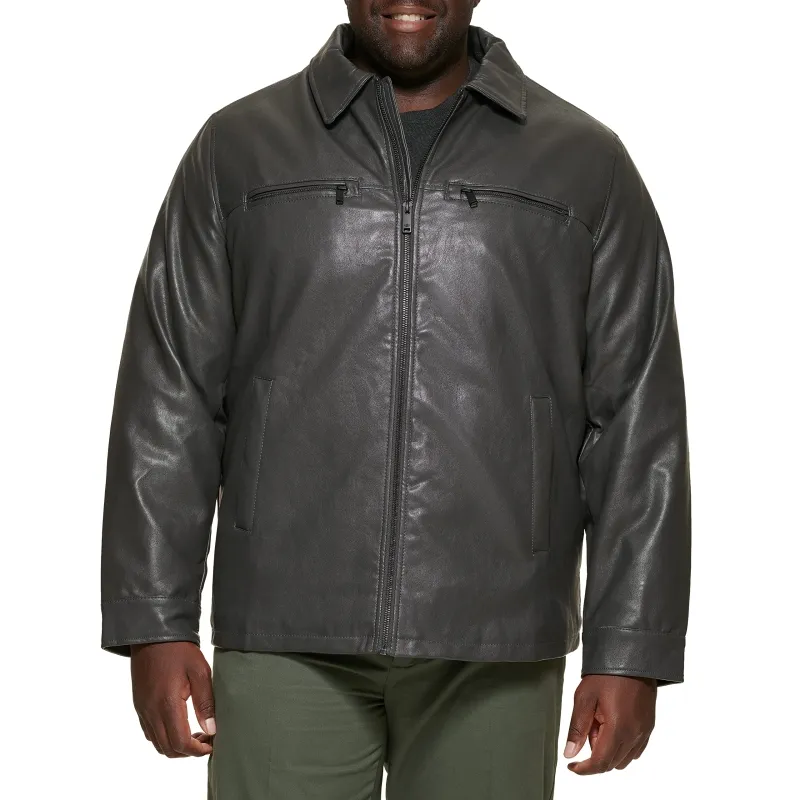 Chaqueta de cuero para hombre motocicleta PU a prueba de viento y cálido chaquetas de talla grande Casual Fitness manga larga chaqueta de cuero de invierno
